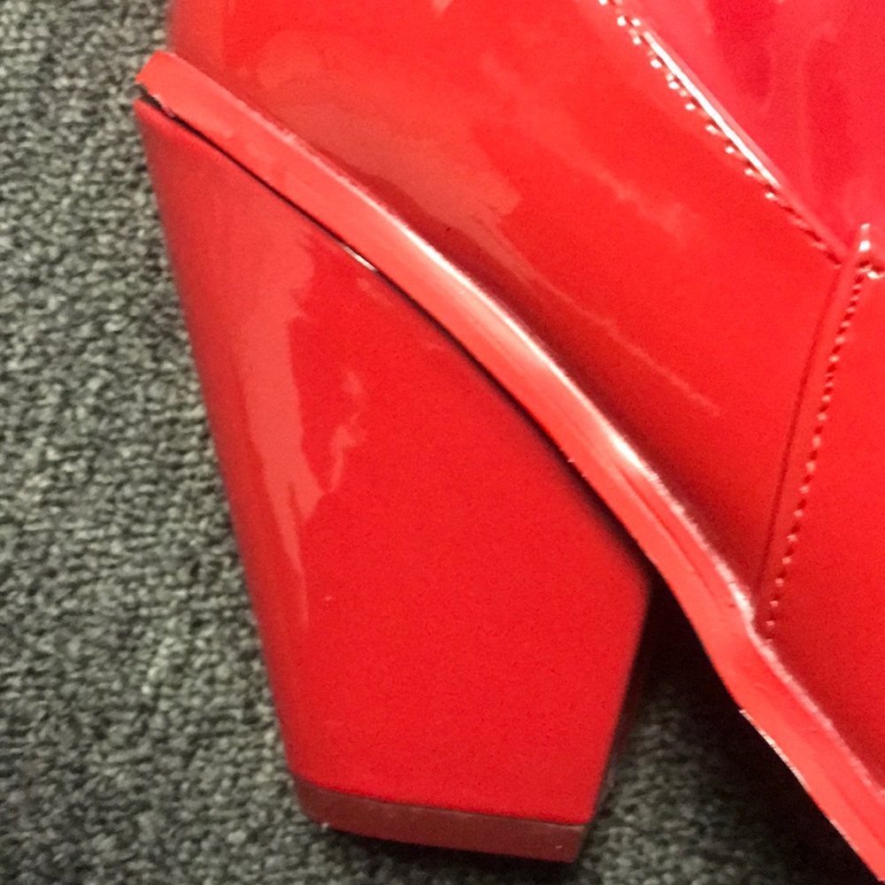Red paten leather cowboy bootie - Picture 2 of 5